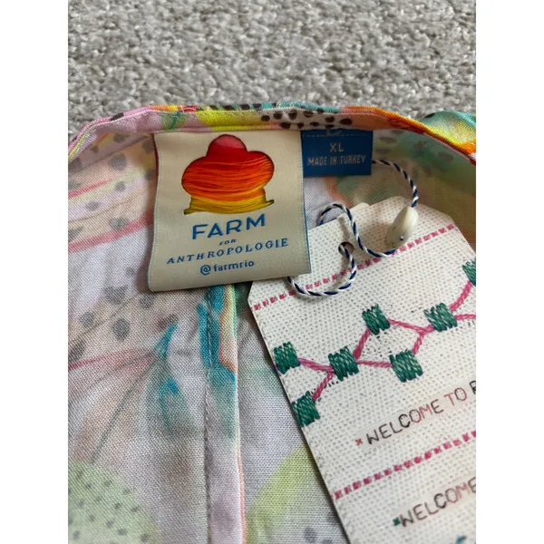 NWT Farm Rio Anthropologie Wrap Top XL Multi Tropical Fruit Beaded Tassel Summer - Image 6