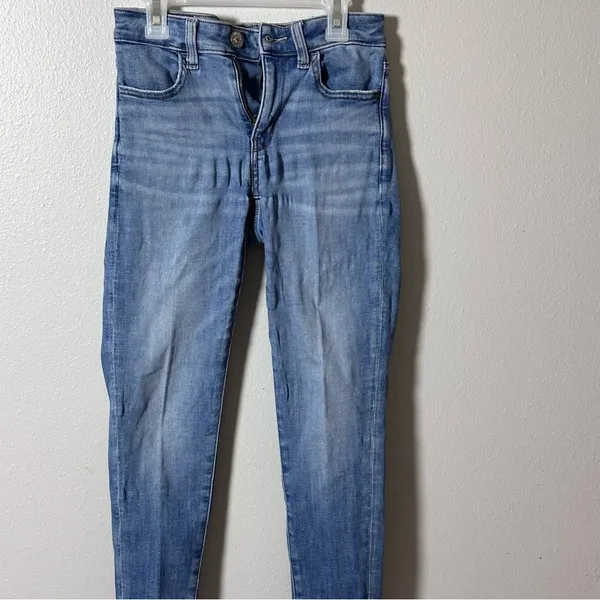American Eagle Women Blue Jegging Crop Jeans Next Level‎ Stretch size 0 Short. - Image 2