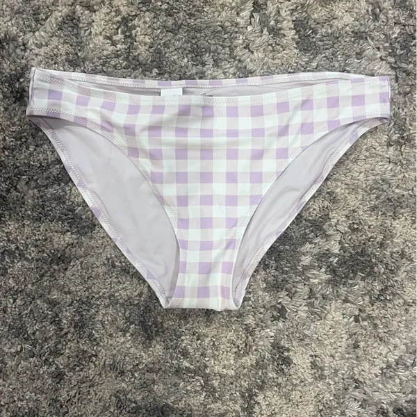 NWT Aerie purple and white gingham bikini bottom size medium women's - Image 9
