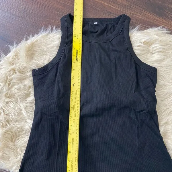 NWOT Plus Size Black Ribbed Thick Soft Build in Bra High Neck Tank Top 2XL - Image 5
