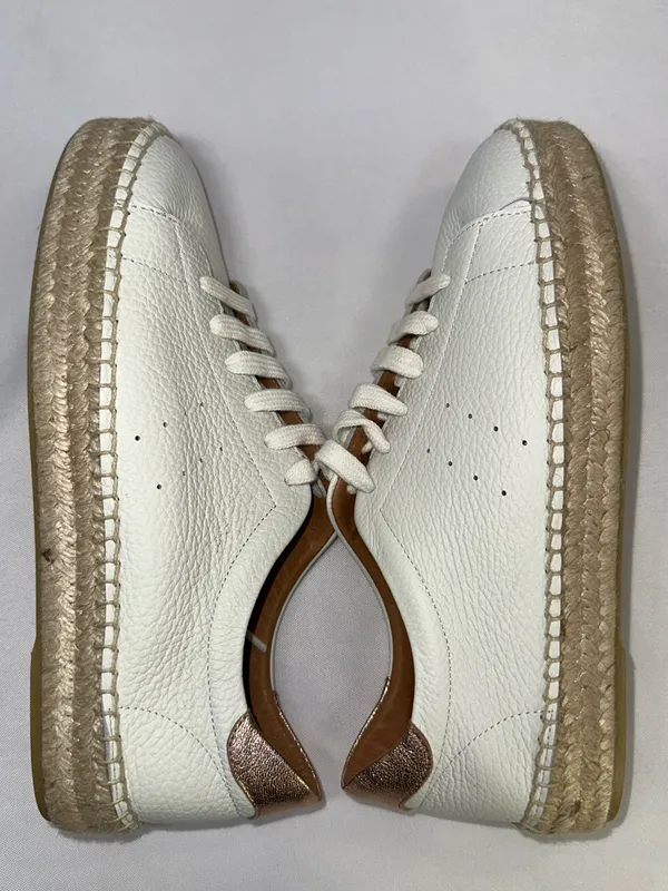 Dalson Espadrilles Boho Hippie Cottagecore White Leather Platform Sneaker Sz 9 - Image 7