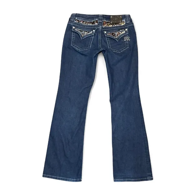 Miss Me Jeans Women’s 30 Easy Boot Cut Bling Flap Pockets JE5731E2L Denim - Image 3