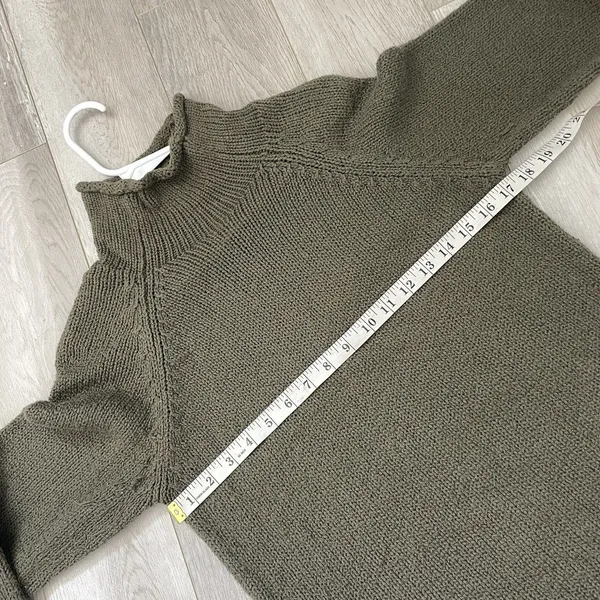 L.L. Bean Sweater cotton roll neck knit womens Green (medium) classic fisherman - Image 3