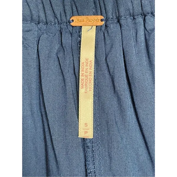 Free People Blue Cotton Lace Trim Pull On Shorts Women’s Size Small Boho Pockets - Image 6