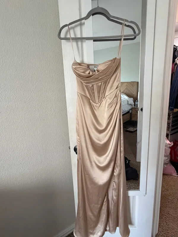 Champagne maxi dress Gold Size XS - Image 2