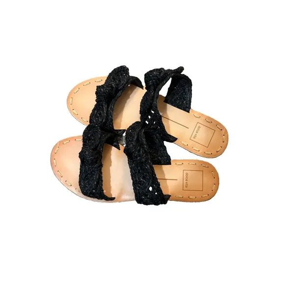 Dolce Vita Raffia Sandals 7.5 Black - Image 2