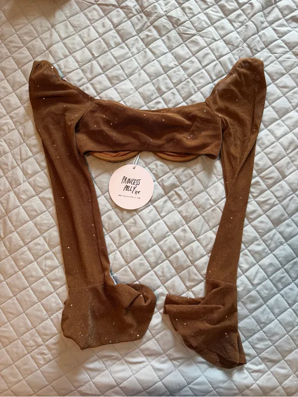 Princess Polly Brown Glitter Long Sleeve Mini Skirt Set - Image 4