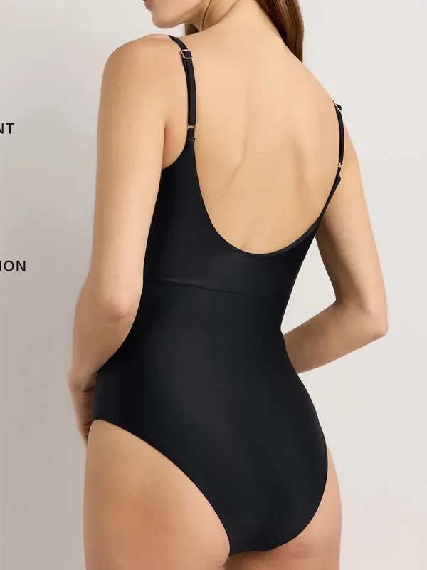 NWT Quince‎ Black Italian Cut Out One-Piece Swimsuit Size Large - Image 2