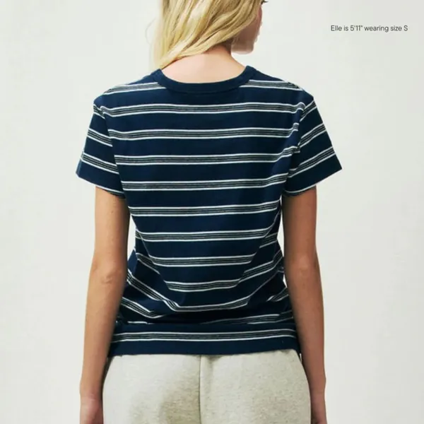 PARKE Holiday Striped T-Shirt Striped Tee in Snowflake Stripe Blue New - Image 3