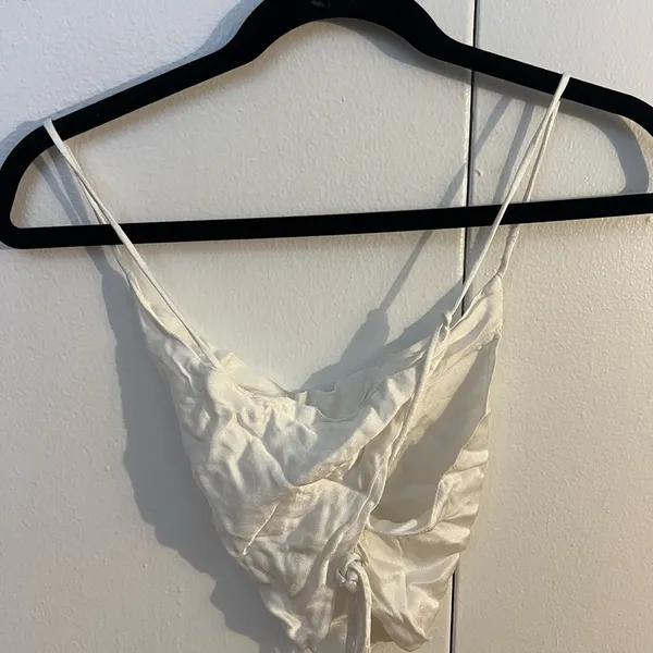Zara White Women's Satin Crop Top - Image 6