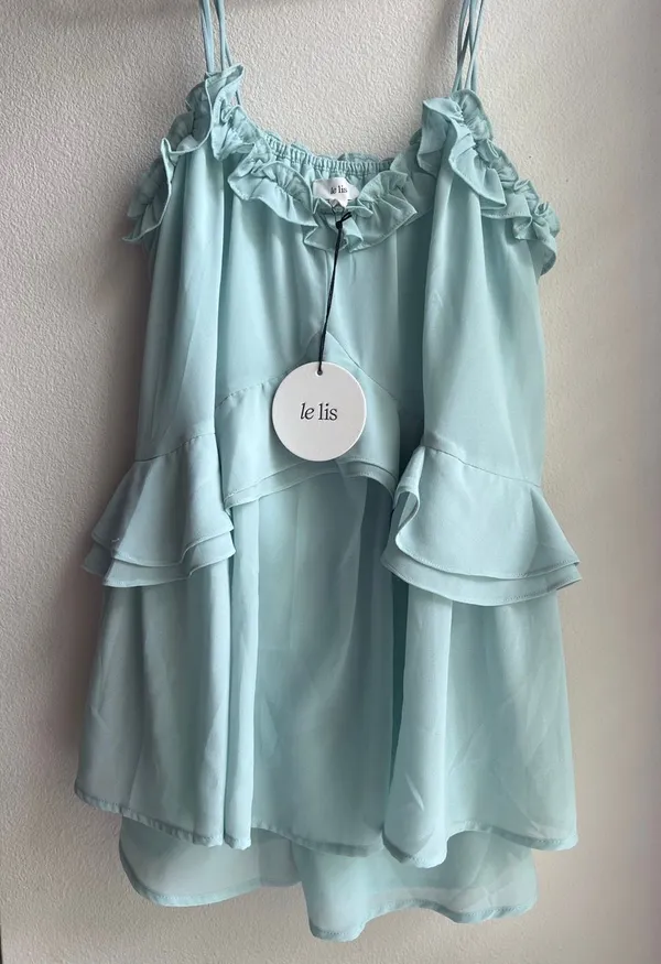 Boutique Mint Blue Ruffle Romper - Image 4