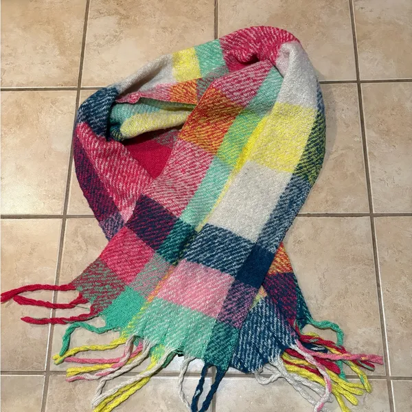 Colorful Plaid Scarf Red - Image 6