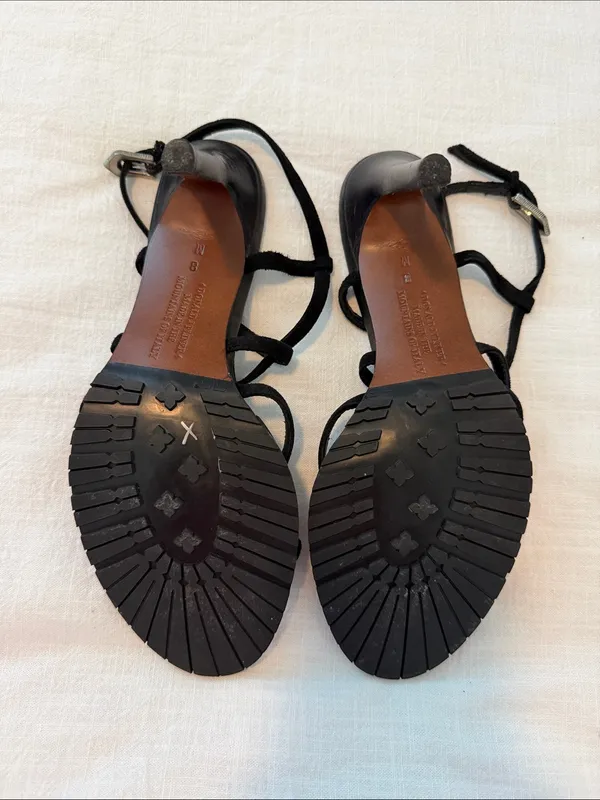 Donald J Pliner Couture Y2K Black Suede Strappy Heels Italy Size 8 - Image 3