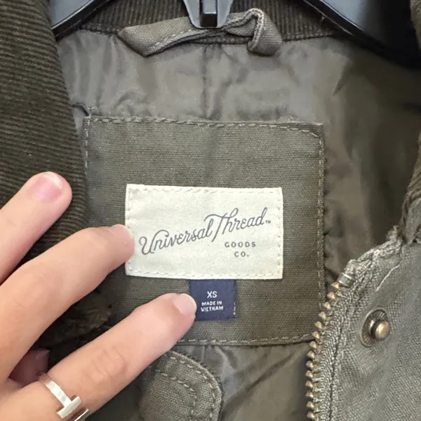 Universal Threads Chore Coat Barn Jacket Utility Safari Olive Drab Women's size X - Image 4