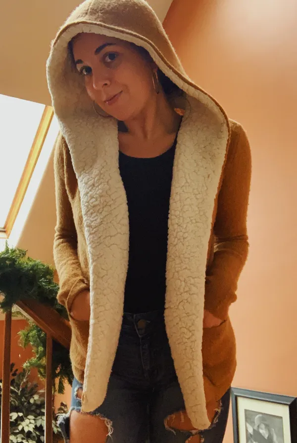Forever 21 Beige And White Fluffy Cardigan - Image 2