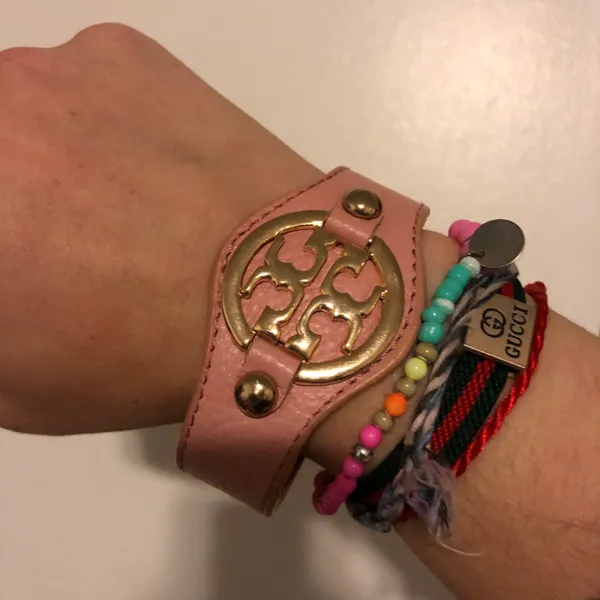 Tory Burch Vintage Y2k  Leather Style Pink Cuff - Image 10