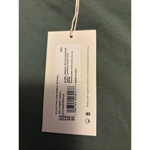 NEW PACT Large 100% Organic Cotton Dark Forest Softspun Tee Dress - Image 4