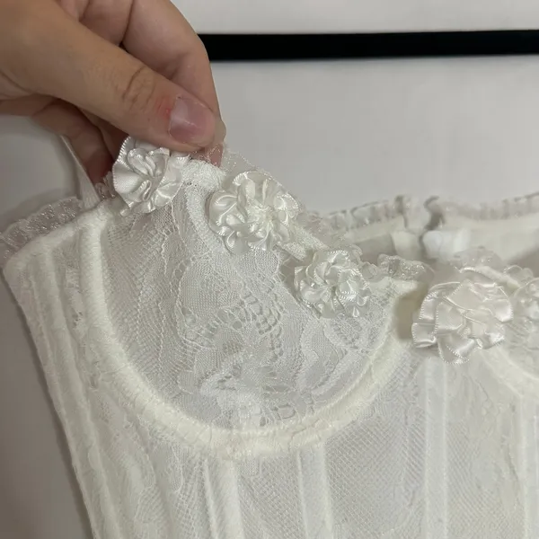 LaceMade White Lace Corset Bustier Coquette Bridal - Image 3