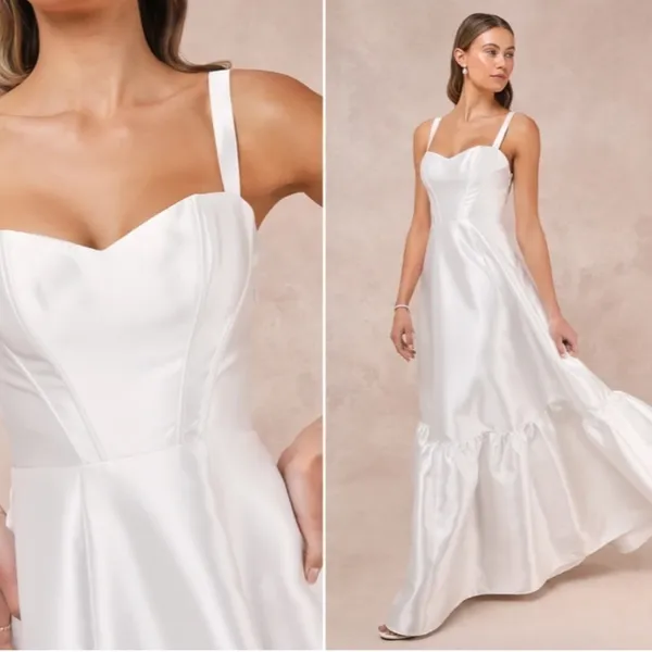 LULU's Bridal Wedding Shower Rehearsal Dinner Reception Bustier Maxi Dress - Image 2