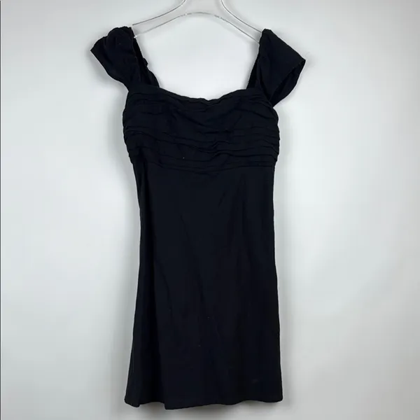 Abercrombie & Fitch Black Emerson Cap Sleeve Linen Mini Dress Size Medium - Image 2