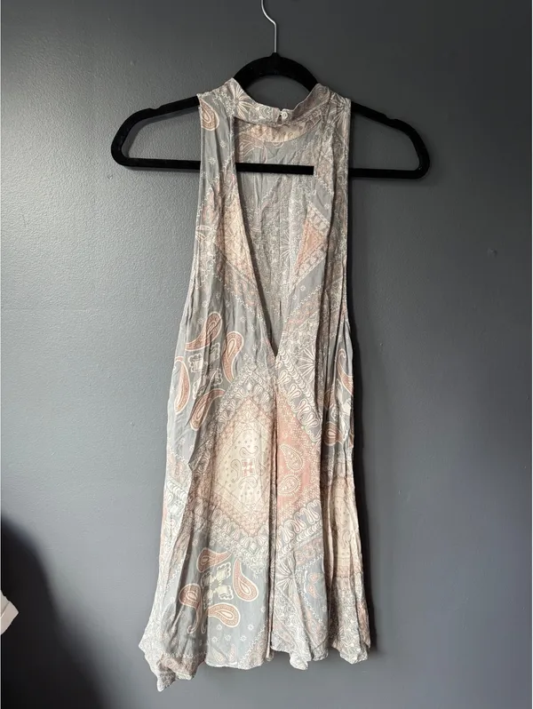 Free People Paisley Print Halter Dress with Open Back size Small - Image 5