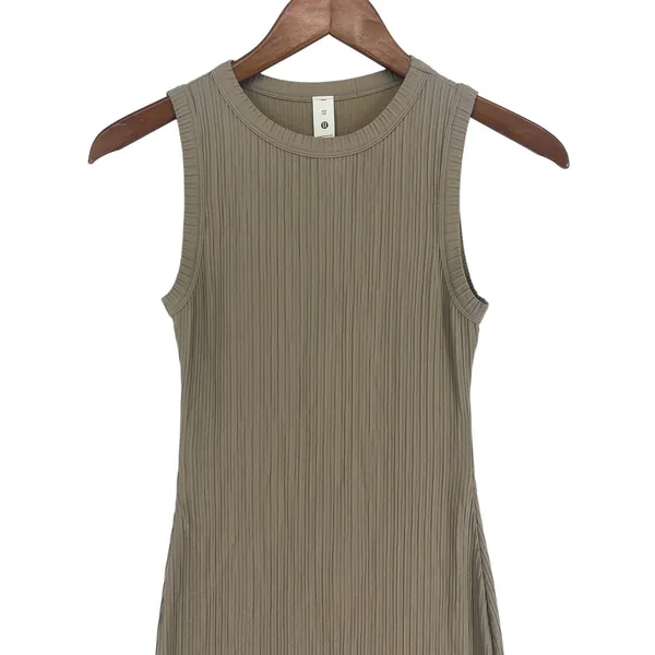 Lululemon Sleeveless Pleated Stretch Maxi Dress Sheer Oak‎ XXS - Image 5