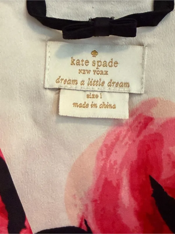 Kate Spade Roses Satin Pajama Set Long Sleeve Top and Shorts Size Large - Image 3