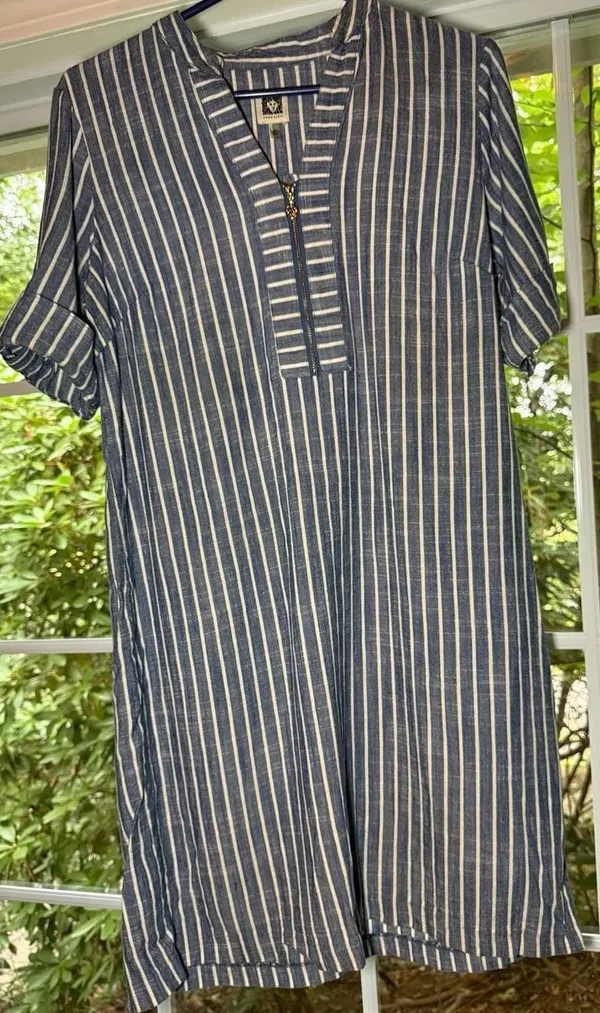 Anne Klein Blue and White Striped Dress size 10 - Image 2