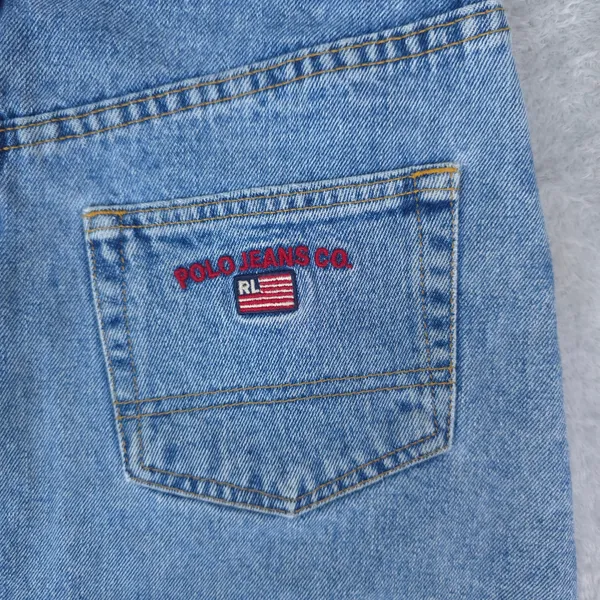 Polo Jeans Co‎ Ralph Lauren Denim Mini Skirt Womens 4 Blue Side Slit Y2K 90s - Image 4