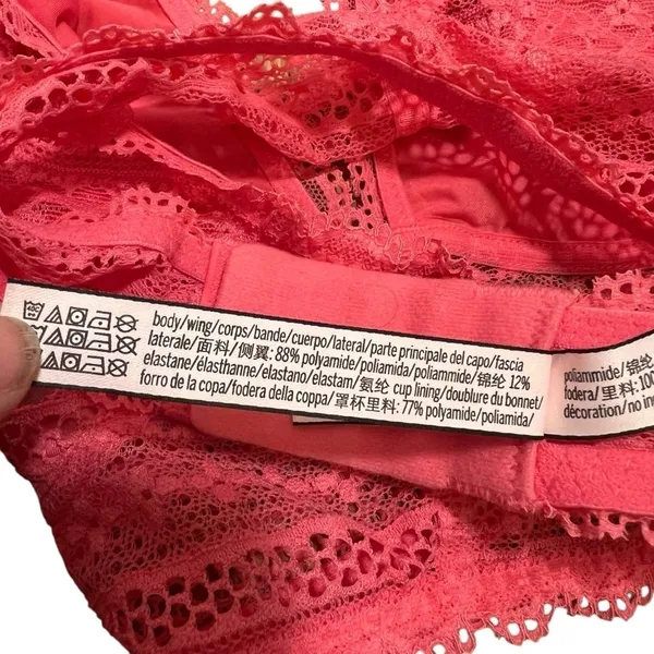 Victoria's Secret Women's Size Medium Lace Bralette Halter Cameilla Rose Pink - Image 10