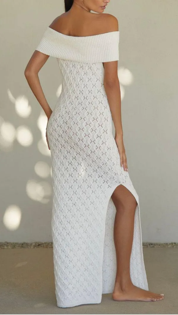 Anthropologie Off-The-Shoulder Tropics Sweater Maxi Dress, Size M - Image 4