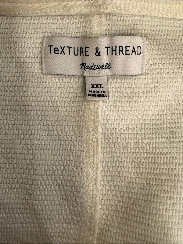 Madewell Texture & Thread XXL Cream Ribbed Knit Tie Front Top 100% Cotton - Image 8
