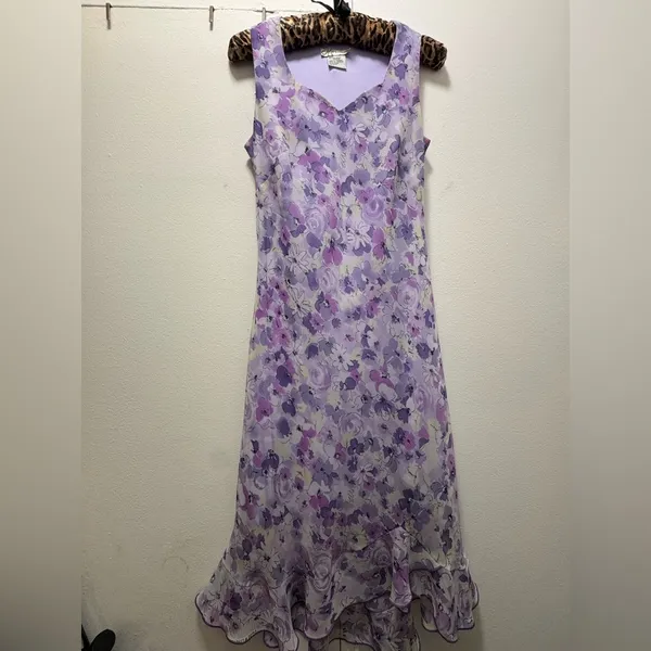 Vintage Dress Barn Y2K floral flutter fairy dress size 4 purple - Image 4
