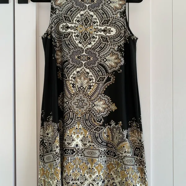 Tiana B Dress Women 8 Black Paisley Sleeveless Shift Cocktail Wedding Guest - Image 5