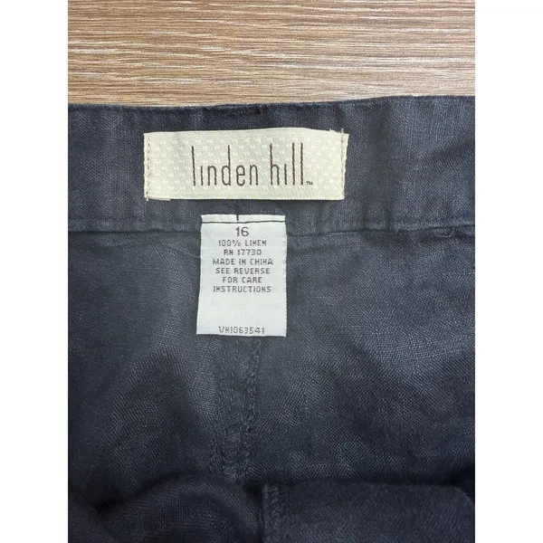 Linden Hill Womens XL 16 Black 100% Linen Jacket Pants 2 Piece Matching Set - Image 15