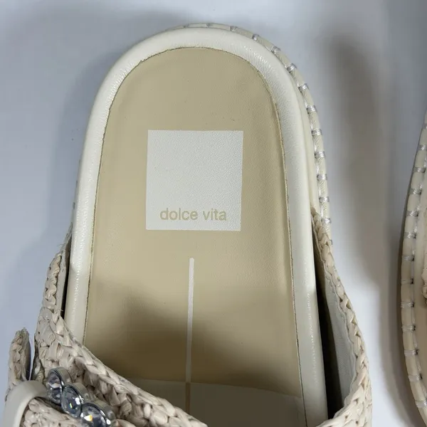 Dolce Vita Size-6.5 Women's Shauny Crystal Buckled Slide Sandals‎ Beige - Image 5
