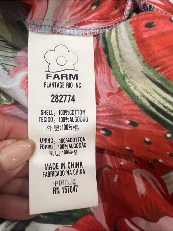 FARM Rio Watermelon Flowers Mini Dress Red Multi Cotton Ruffle Size S - Image 11
