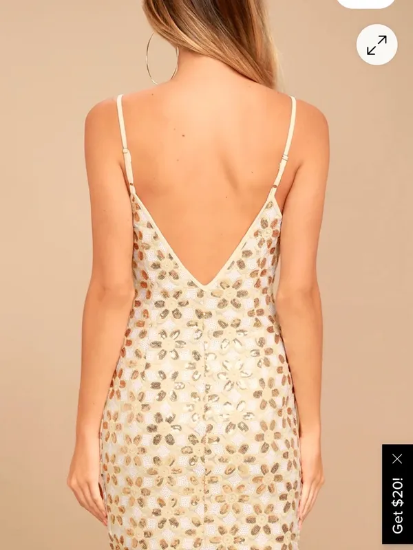 Lulu’S Ray Of Sun Gold Sequin Bodycon Mini Dress Medium - Image 2
