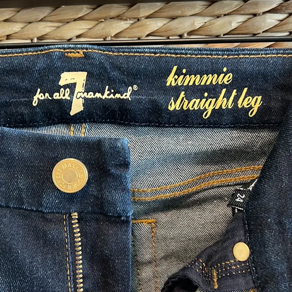 7 For All Mankind Kimmie Straight Leg Dark Wash Jeans, 24 - Image 9