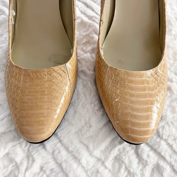 Lauren by Ralph Lauren Tan Snake Skin Pumps - Image 3