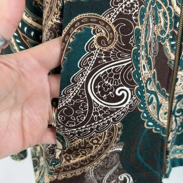 Chico's 3 US 16 XL Jacket Paisley Print Full Zip Stretch Long Sleeve lightweight - Image 4