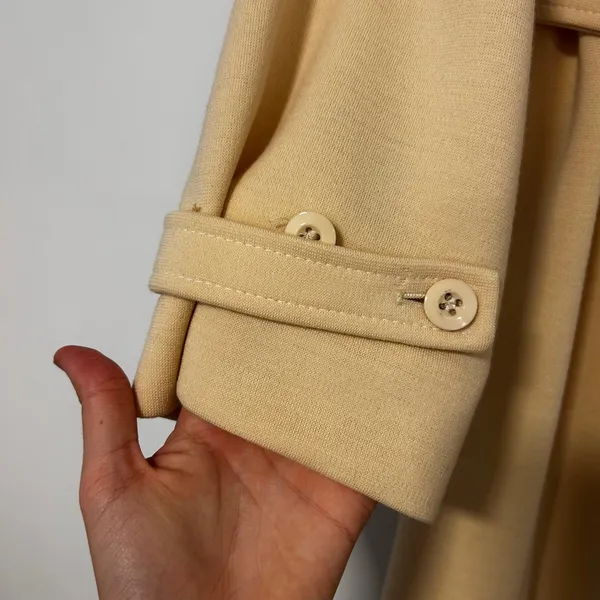 Jaeger London Vintage 100% Wool Trench Coat Cream Made in Great Britain Size 12 - Image 10
