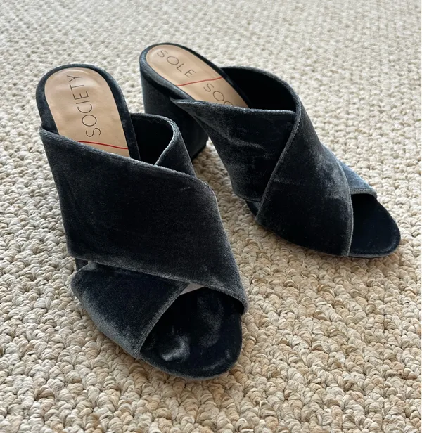 SOLE SOCIETY Luella Cloud Blue Crisscross Mules - Image 2