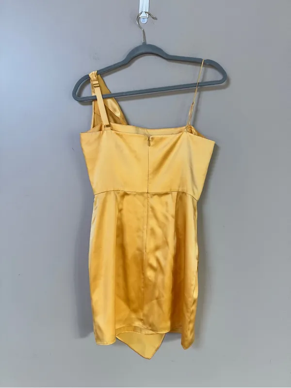 Amanda Uprichard Ravello Draped Layered Mini Dress Citron Yellow Sz Small - Image 6