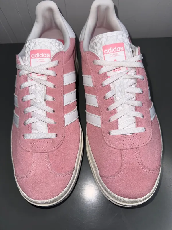 Adidas Gazelle Bold ‘Super Pop” Pink Suede Women's Sneakers with White Stripes - Image 4