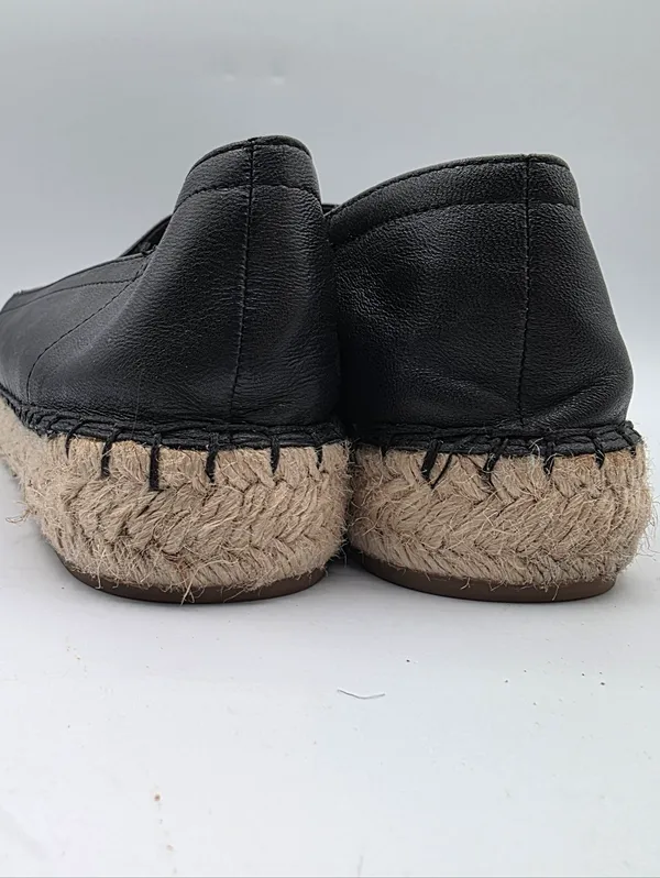GAP Womens Espadrilles Black Leather Shoes Size 10 - 11 Natural Neutral Preppy - Image 3