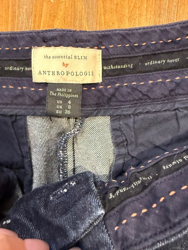 ANTHROPOLOGIE The Essential Slim Denim Split Hem Trousers Women's Size US 4 - Image 5