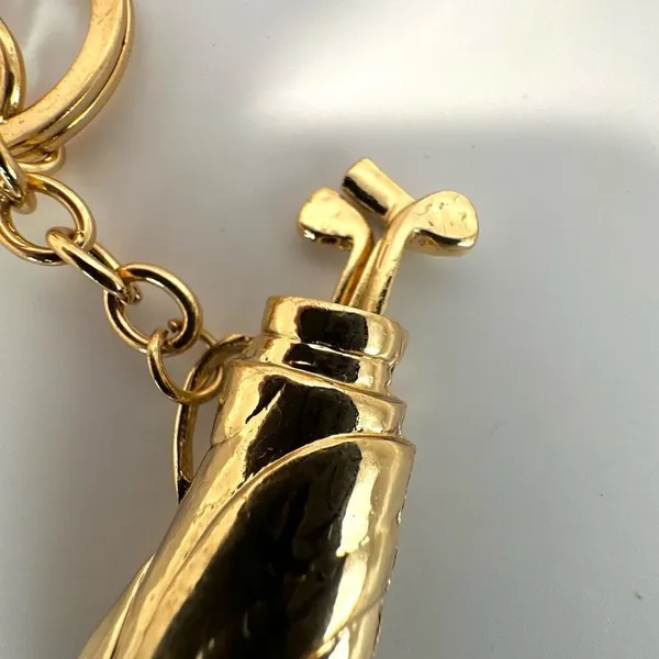 Gold tone rhinestone gold bag key chain purse clip - Image 7