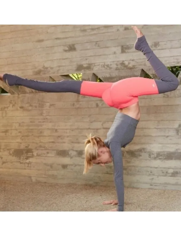 Alo Yoga Goddess‎ Leggings Size Small Pink Heather Ruched Ribbed Sporty Pilates - Image 2