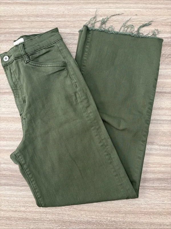 Favorite Daughter The Mischa Super High Rise Wide Leg Ankle Jean Women 26 Green - Image 3